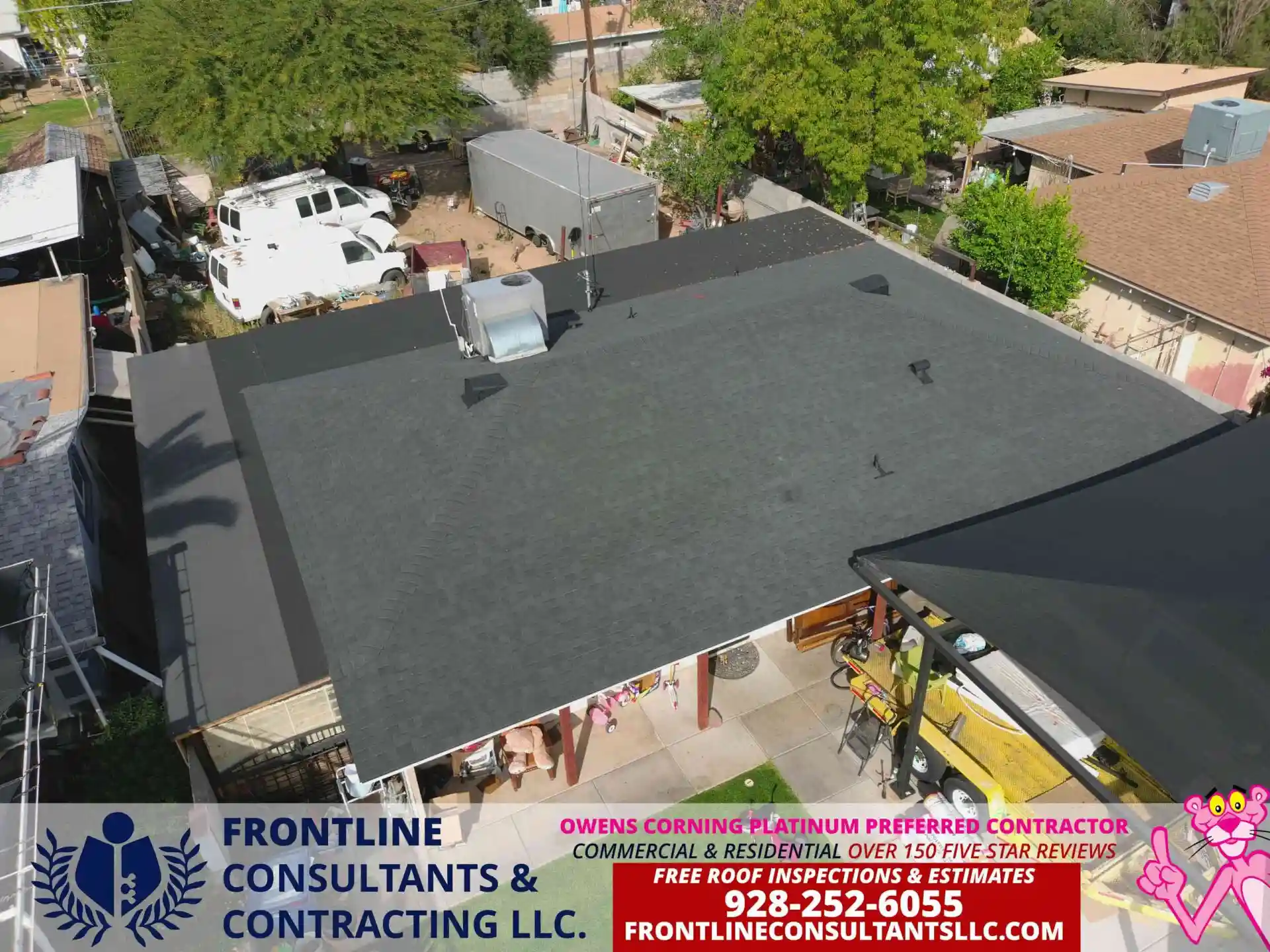 New Owens Corning Shingle Roof Installation 1120 E Jarvis Ave Mesa AZ 85205 using Onyx Black owens corning shingles and synthetic underlayment