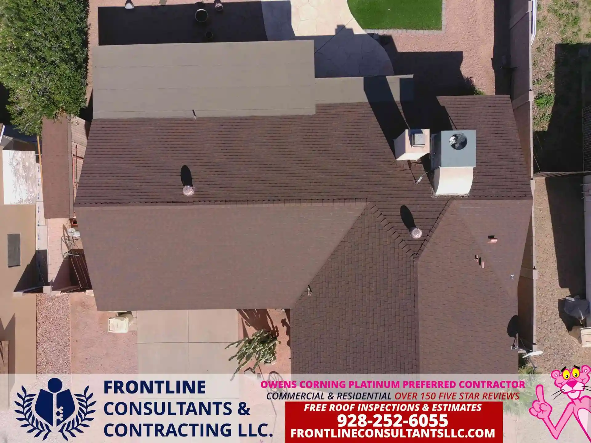 New Owens Corning Shingle Roof Installation 5228 W Voltaire Dr Glendale AZ 85305 using Desert Tan owens corning shingles and synthetic underlayment